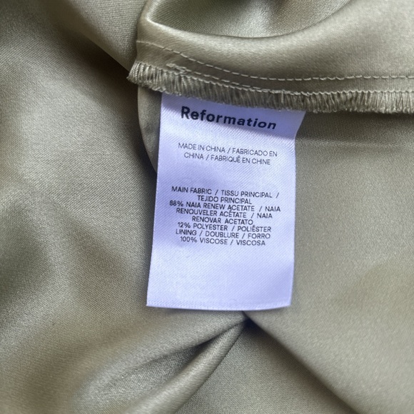 Reformation NWT Madrigal Artichoke Green Satin Maxi Slip Dress Size S - Picture 8 of 15